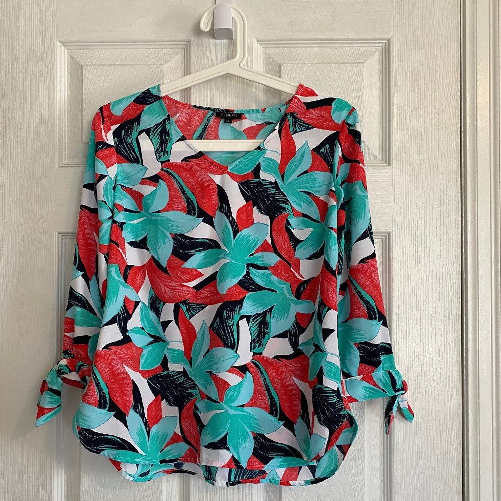 Talbots Petites Tropical Floral Print Top